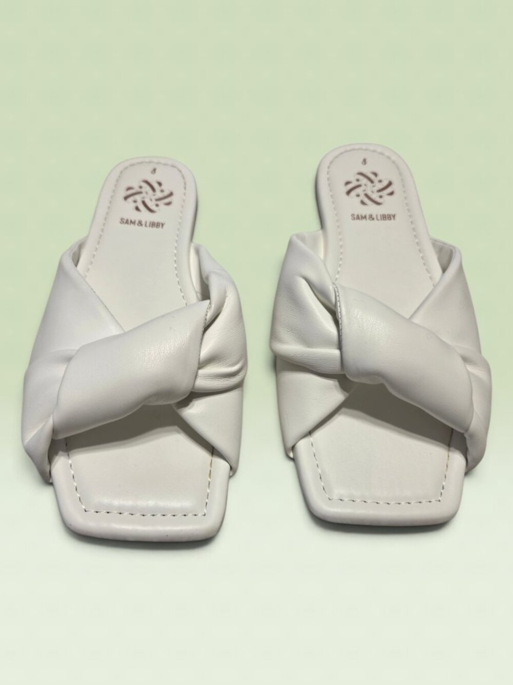 Sam & Libby Tallulah Off White Twist Slide Sandals